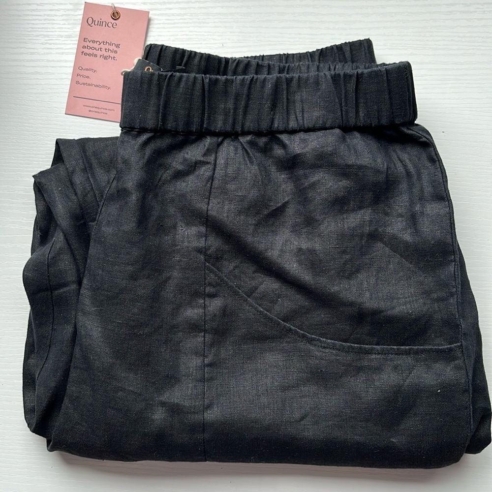 Quince European Linen Pants Black New